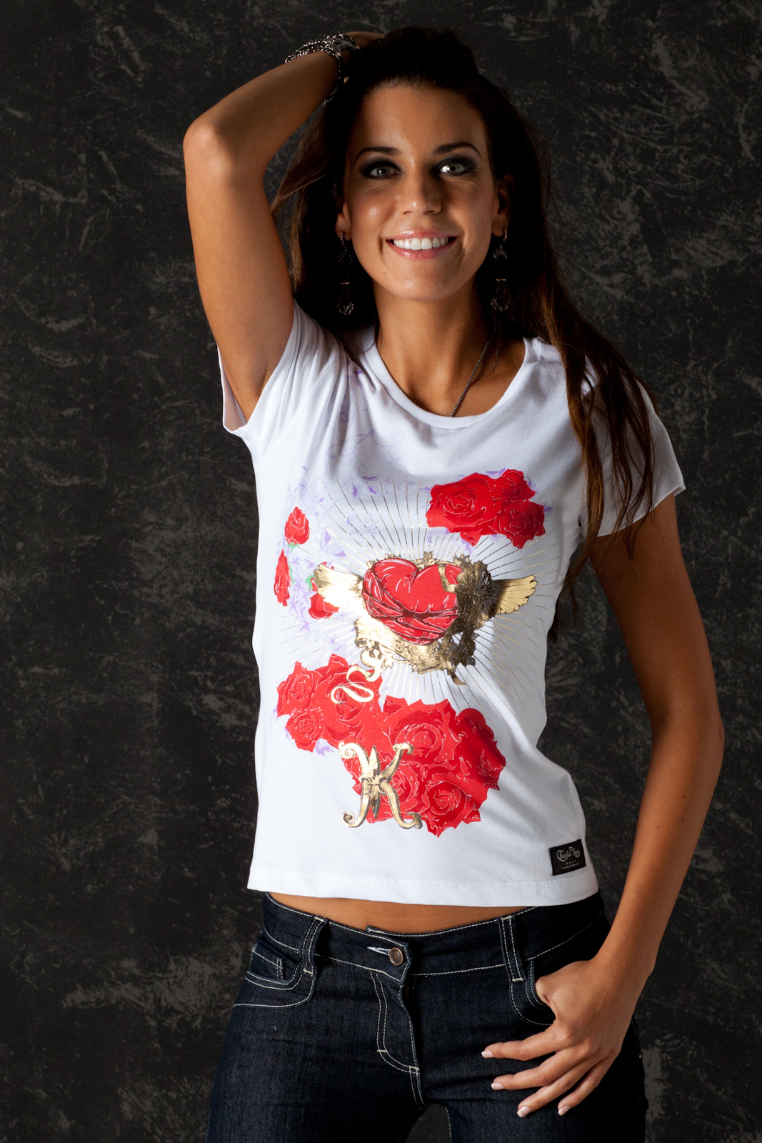 T-Shirt Angel & Roses White, front view